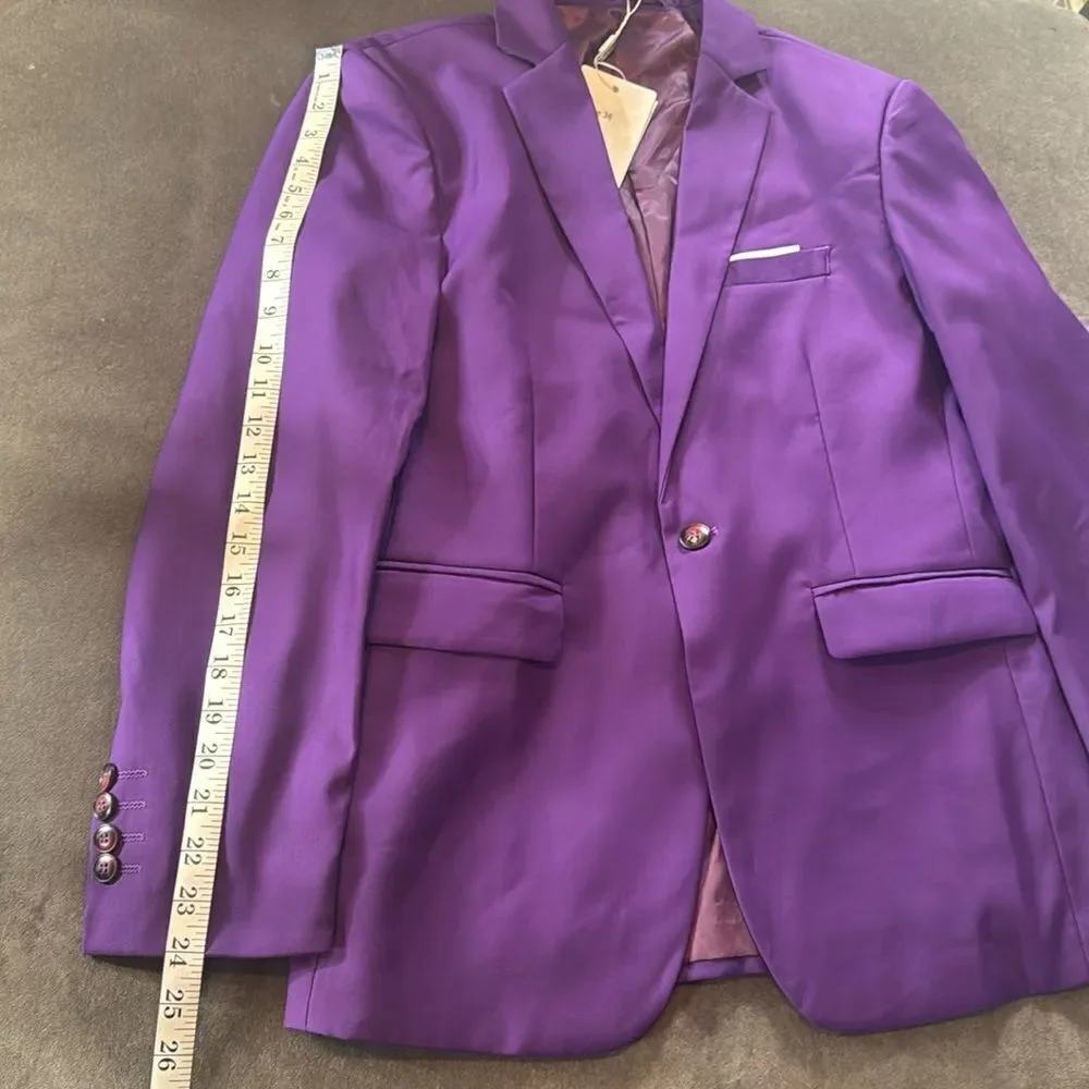 Men’s Mogu Purple Suit Jacket Blazer One Button Notched Lapel Size 36 NWT